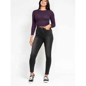 Judy Blue Womens Mid Rise Slim Fit Skinny Jeans Faded Black Size 14W